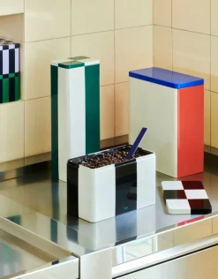 HAY Tin container, M, black - off-white