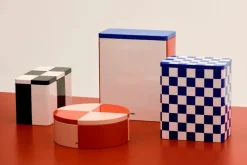 HAY Tin container, XL, off-white - blue - red