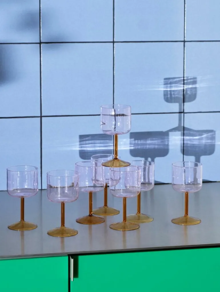 HAY Tint wineglass, 2 pcs, pink - yellow