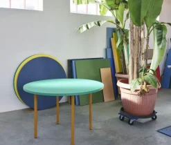 HAY Two-Colour table, 105 cm, ochre - green mint