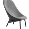 HAY Uchiwa lounge chair, black legs, black leather - Hallingdal 166
