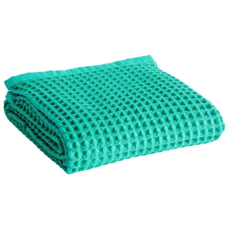 HAY Waffle bath towel, emerald green