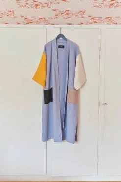 HAY Waffle bathrobe, one size, dusty blue multi