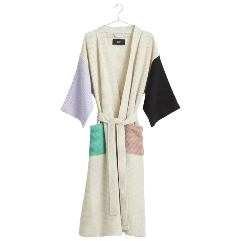 HAY Waffle bathrobe, one size, off-white multi