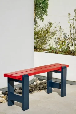 HAY Weekday Duo bench, 111 x 23 cm, wine red - steel blue