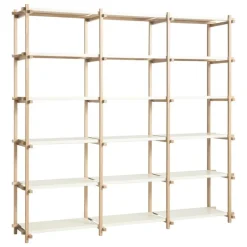 HAY Woody 2.0 shelf, high, soaped oak - almond white steel