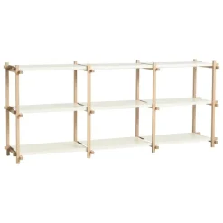 HAY Woody 2.0 shelf, low, soaped oak - almond white steel