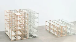 HAY Woody 2.0 shelf, low, soaped oak - almond white steel