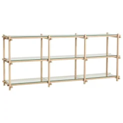 HAY Woody 2.0 shelf, low, soaped oak - clear glass