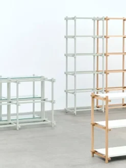 HAY Woody Column 2.0 shelf, high, smokey grey beech - smokey grey steel