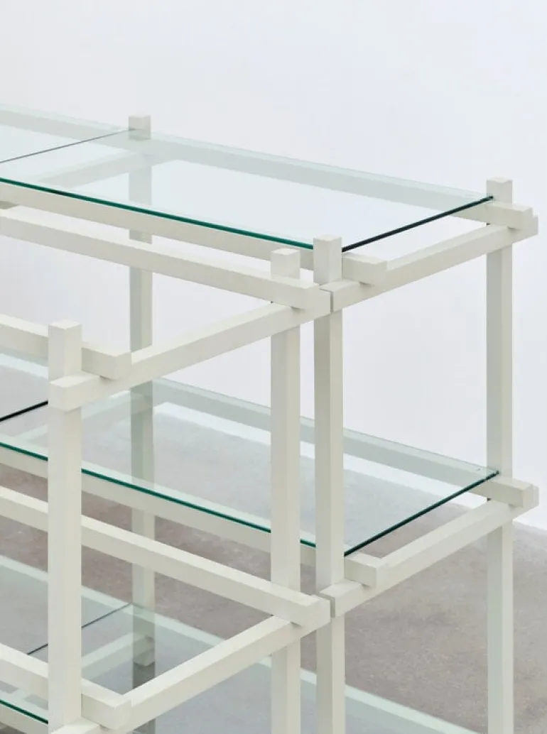 HAY Woody Column 2.0 shelf, low, smokey grey beech - smokey grey steel