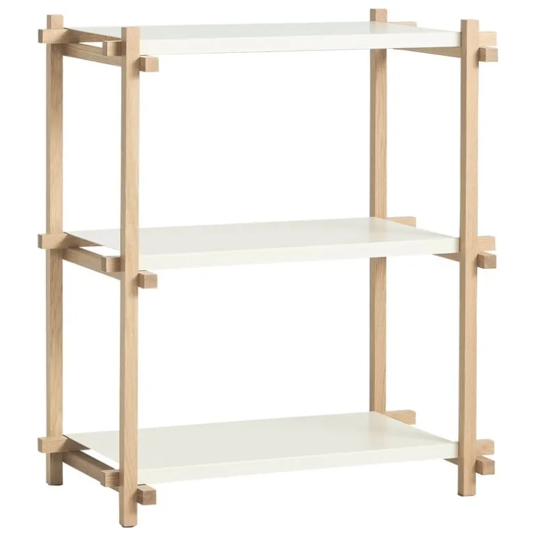 HAY Woody Column 2.0 shelf, low, soaped oak - almond white steel