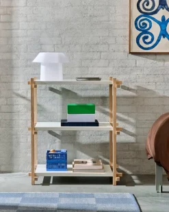 HAY Woody Column 2.0 shelf, low, soaped oak - almond white steel