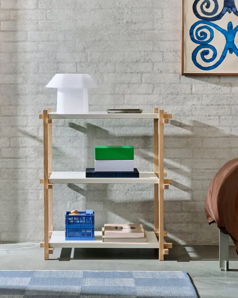 HAY Woody Column 2.0 shelf, low, soaped oak - almond white steel