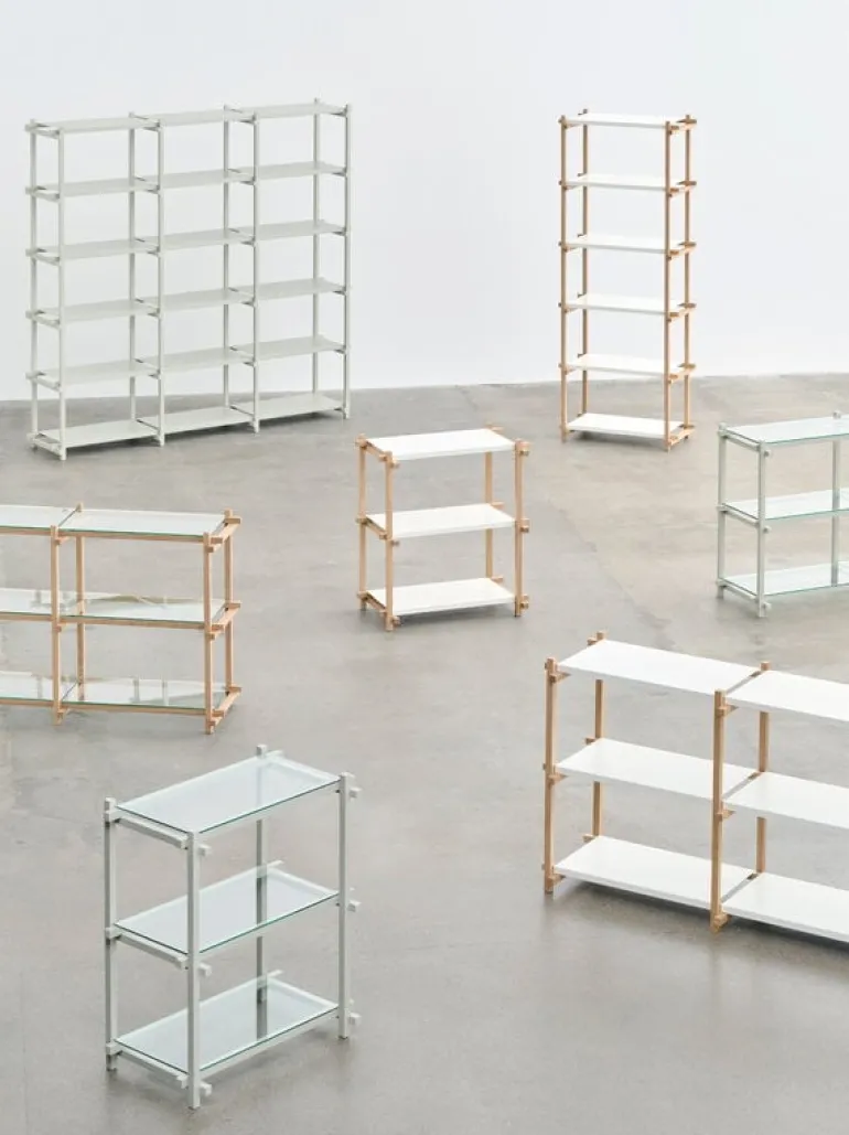 HAY Woody Column 2.0 shelf, low, soaped oak - almond white steel