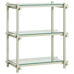 HAY Woody Column 2.0 shelf, low, smokey grey beech - clear glass