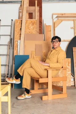 Hem Bullnose lounge chair, natural beech