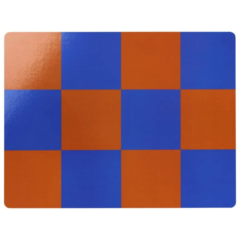 Hem Check placemat, 2 pcs, terracotta - cobalt