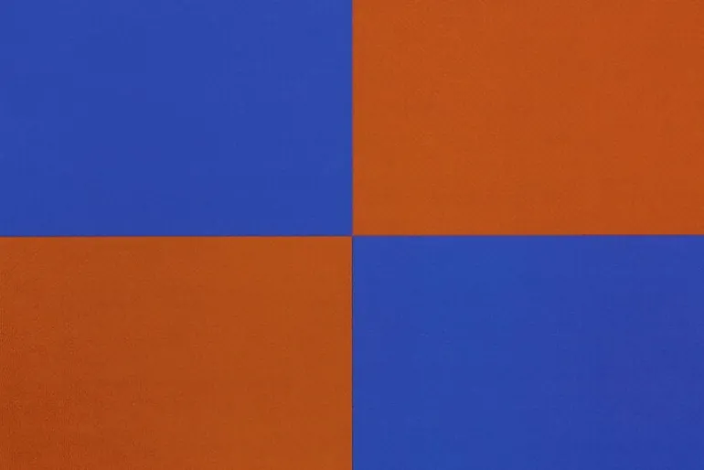 Hem Check placemat, 2 pcs, terracotta - cobalt