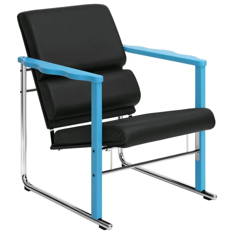 Hem Experiment lounge chair 502, blue - black leather