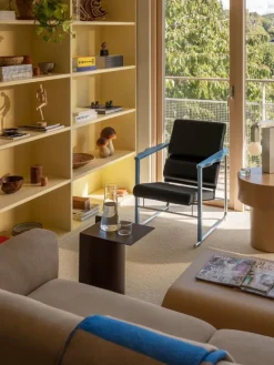 Hem Experiment lounge chair 502, blue - black leather