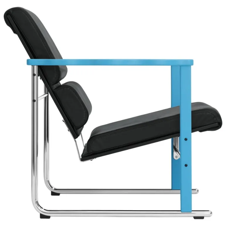 Hem Experiment lounge chair 502, blue - black leather