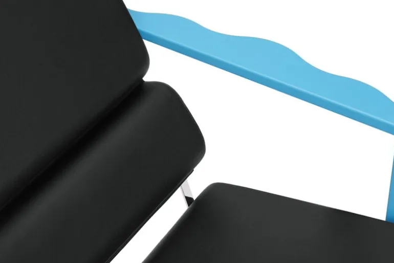 Hem Experiment lounge chair 502, blue - black leather