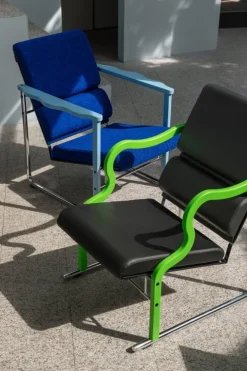 Hem Experiment lounge chair 501, green - black leather