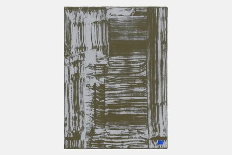 Hem Glitch throw, 180 x 130 cm, powder blue - olive green