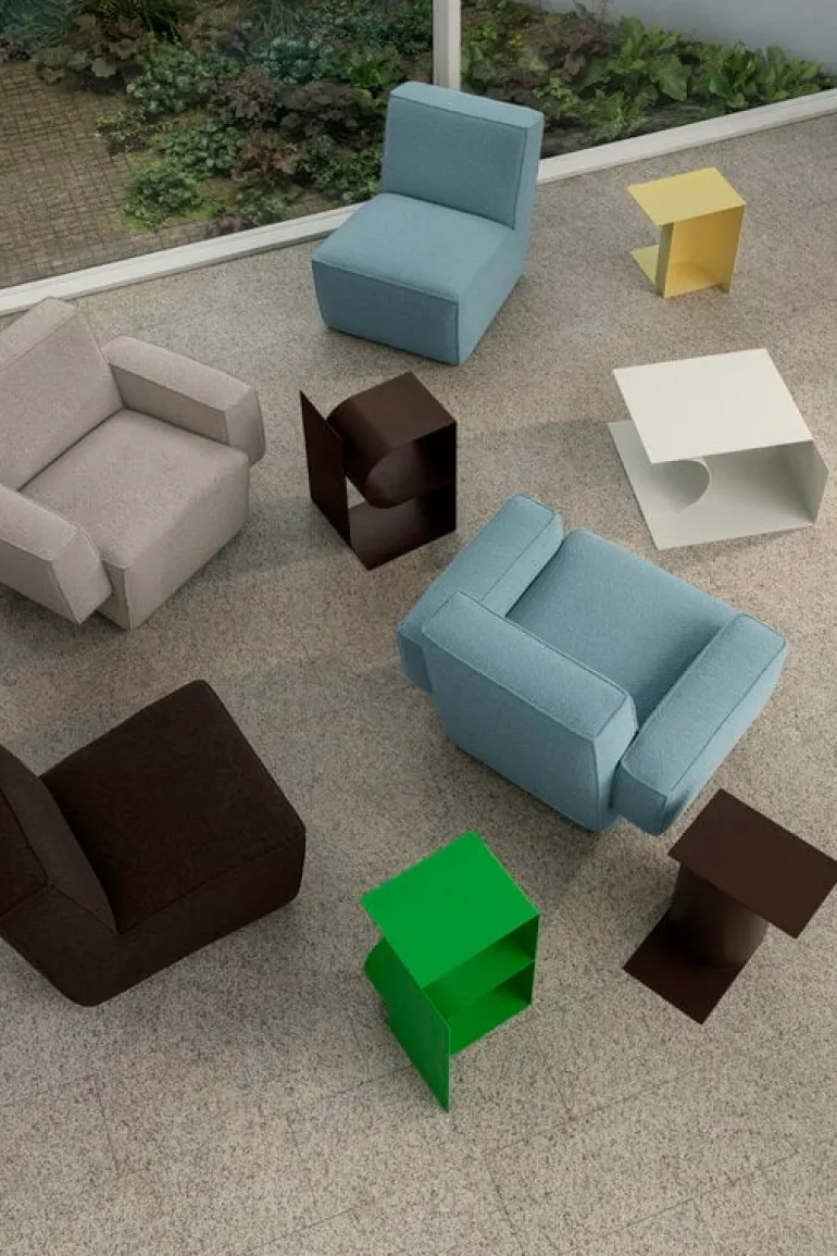 Hem Hunk lounge chair with armrests, Tiree Icicle