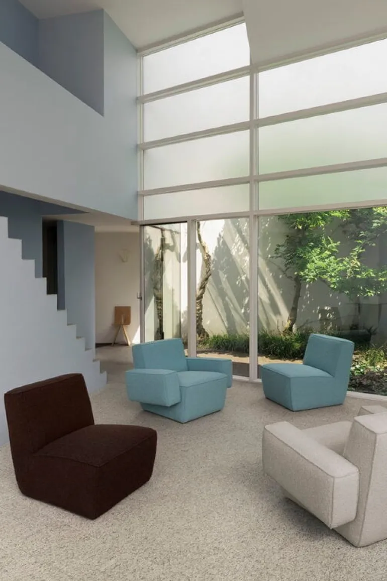 Hem Hunk lounge chair with armrests, Tiree Icicle