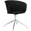 Hem Kendo swivel chair, black leather - polished aluminium
