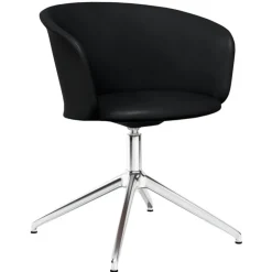 Hem Kendo swivel chair, black leather - polished aluminium