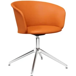 Hem Kendo swivel chair, cognac leather - polished aluminium