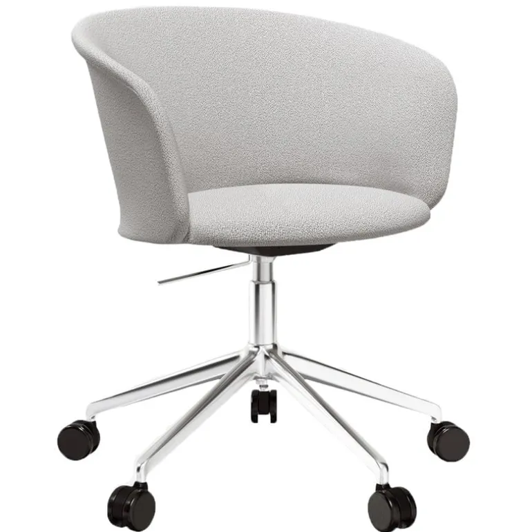 Hem Kendo swivel chair w/ castors, porcelain - polished aluminium
