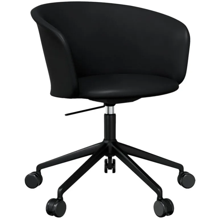 Hem Kendo swivel chair w/ castors, black leather - black