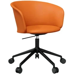 Hem Kendo swivel chair w/ castors, cognac leather - black