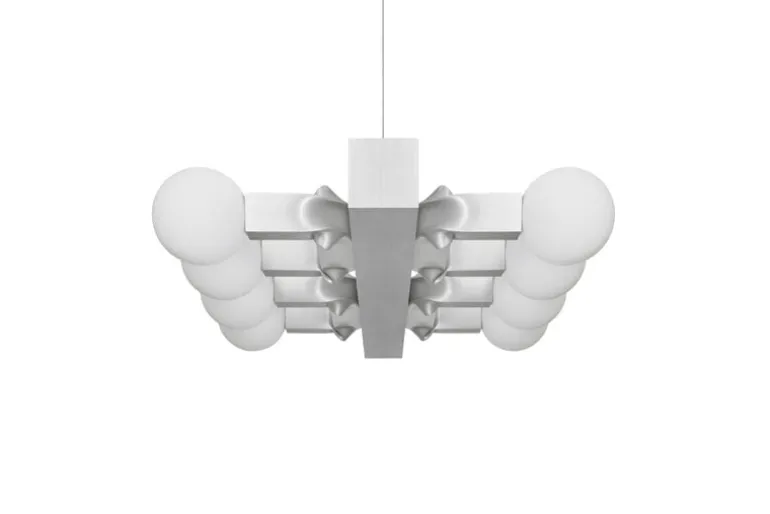 Hem Knuckle Linear chandelier, brushed aluminum