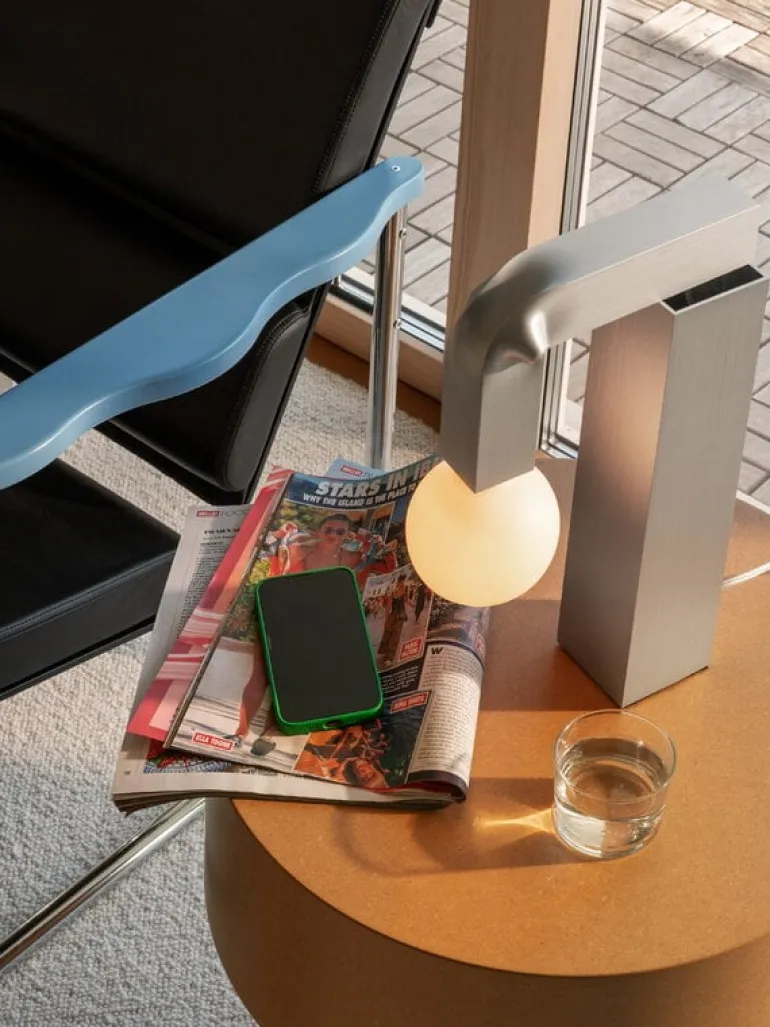 Hem Knuckle table lamp, brushed aluminum