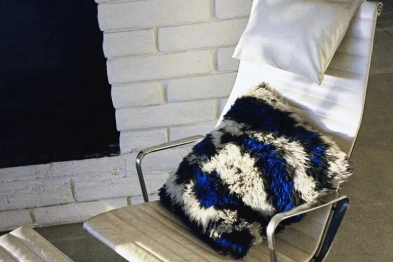 Hem Monster cushion, 50 x 50 cm, ultramarine blue - off-white