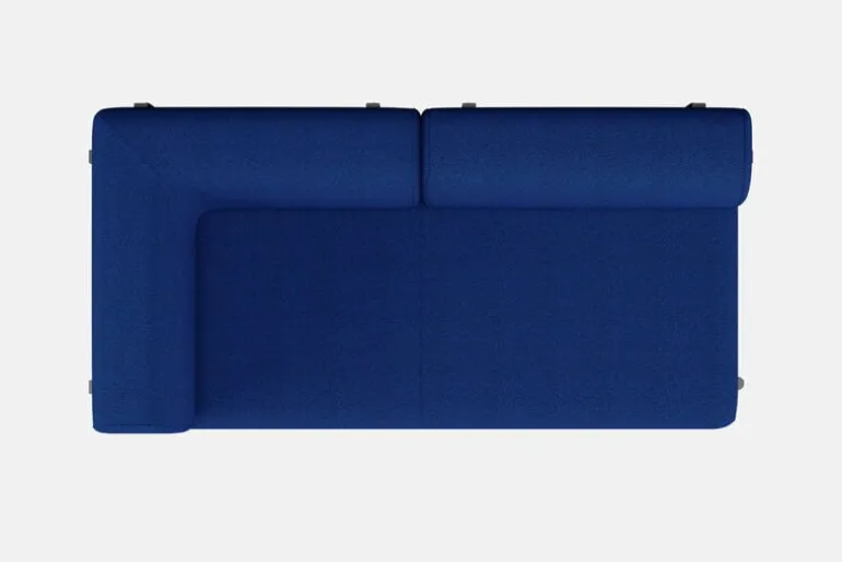 Hem Palo 2-seater chaise, left, cobalt