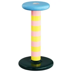 Hem Pesa candle holder, high, pink - sulfur yellow stripe