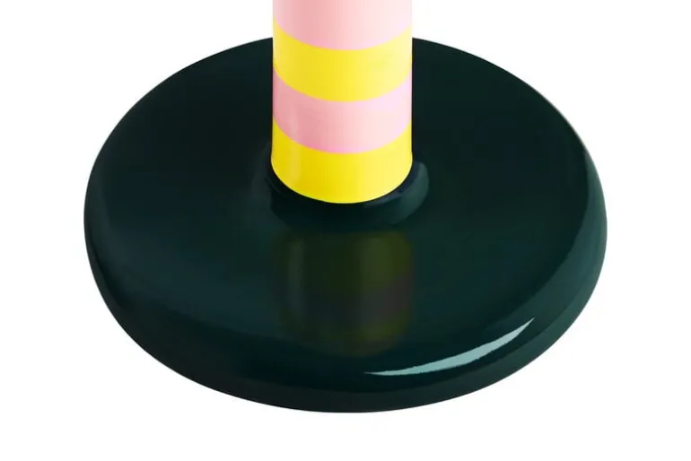 Hem Pesa candle holder, high, pink - sulfur yellow stripe