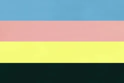 Hem Pesa candle holder, high, pink - sulfur yellow stripe