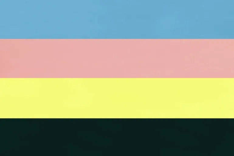 Hem Pesa candle holder, high, pink - sulfur yellow stripe