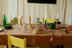 Hem Pesa candle holder, medium, green - magenta - honey yellow