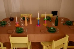 Hem Pesa candle holder, medium, green - magenta - honey yellow