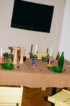 Hem Pesa candle holder, medium, green - magenta - honey yellow