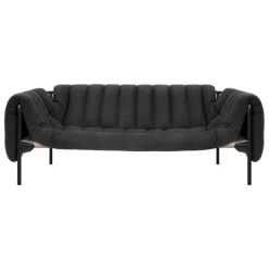 Hem Puffy 2,5 seater sofa, anthracite - black grey steel