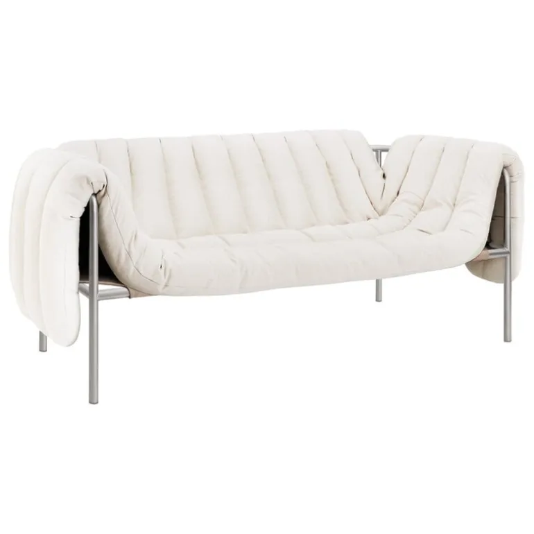 Hem Puffy 2,5 seater sofa, natural - stainless steel